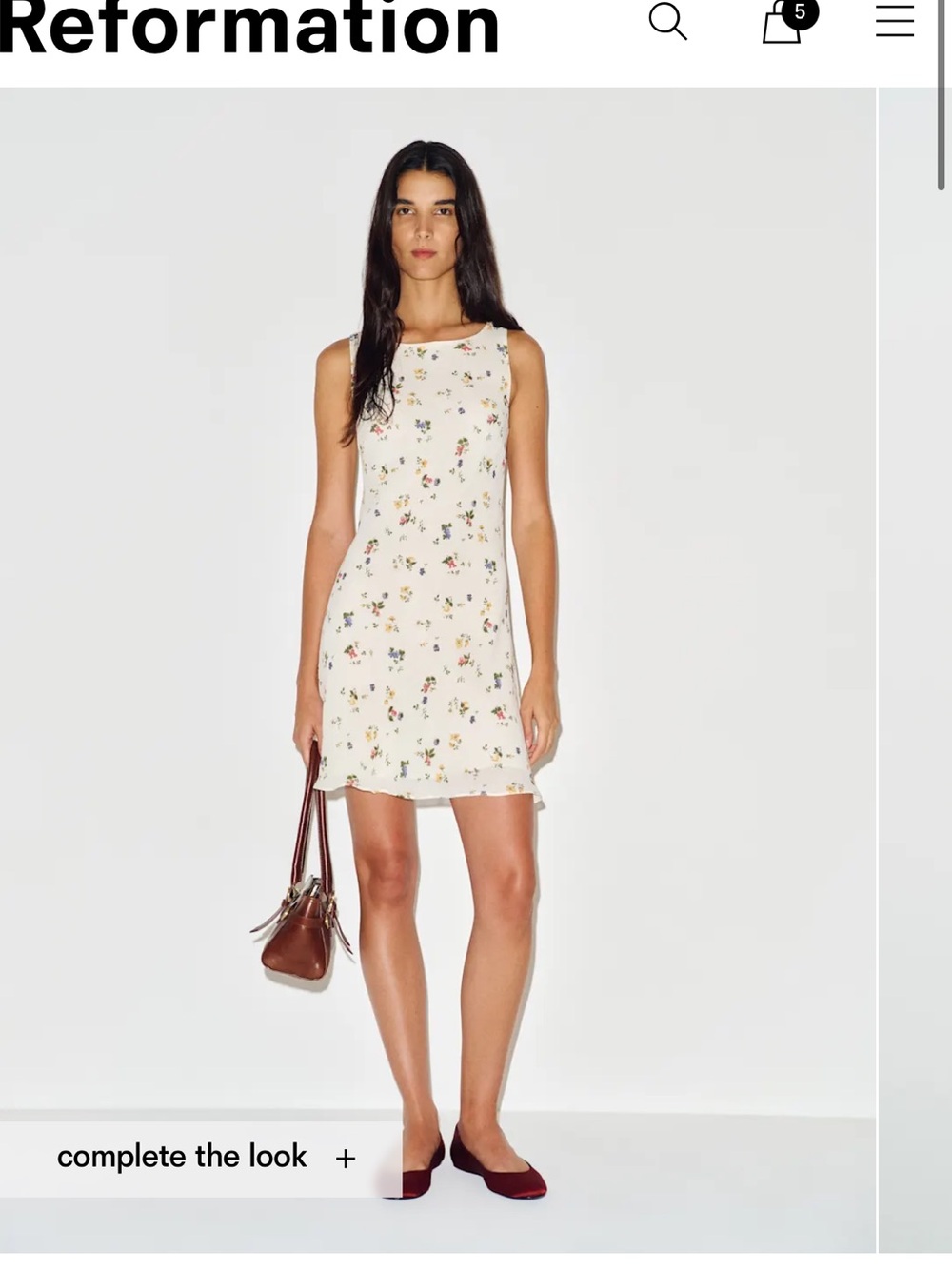 Reformation Cream Floral Sleeveless Mini Dress